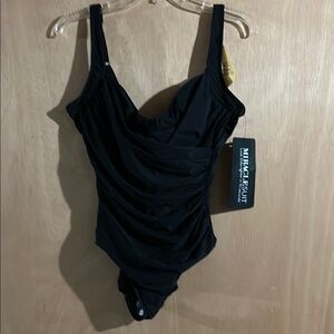 Miraclesuit Navy-Black Ruched One-Piece Swimsuit